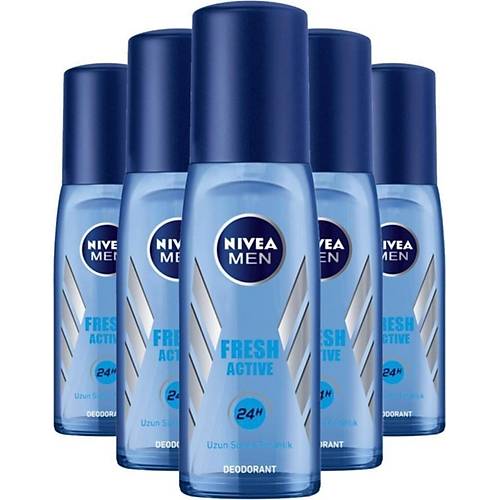 Nivea Deodorant Erkek Fresh Active Pump Sprey 75 ml X5