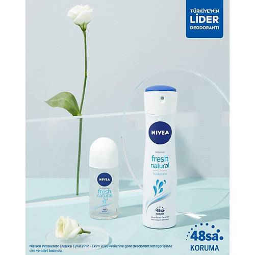 NIVEA Kadn Sprey Deodorant Fresh Natural 150ml Ter ve Ter Kokusuna Kar 48 Saat Deodorant Korumas