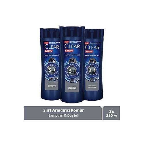 Clear Men 3 In 1 ampuan & Du Jeli Arndrc Kmr Sa Yz Vcut Iin 350 ml X3