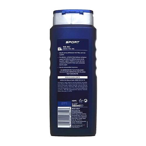 Nivea Men Sport Erkek Sa Yz ve Vcut Ykama Jeli 500 ML