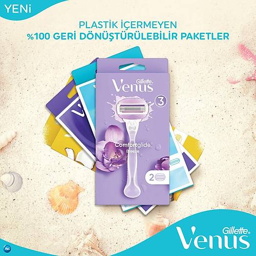 Gillette Venus Comfortglide Breeze Kadn Tra Makinesi + Yedek Tra Ba 2'li