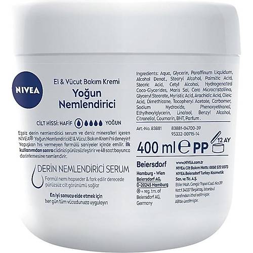 Nivea El ve Vucut Youn Nemlendirici Bakm Kremi 400 ml x 2 Adet