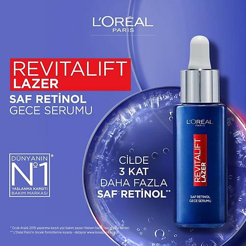 L'Oral Paris Revitalift Lazer Saf Retinol Gece Serumu 1 Paket (1 x 30 ml)