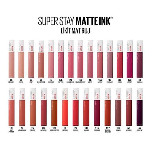 Maybelline New York Super Stay Matte Ink Likit Mat Ruj, 50 Voyager, Bordo, 5 ml