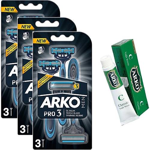 Arko Men Pro3 3'l 3 Bakl Tra Ba 3 Adet + Hediye Arko Krem