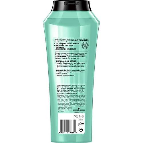 Schwarzkopf Gliss Nutribalance Sa Bakm ampuan 500 ML