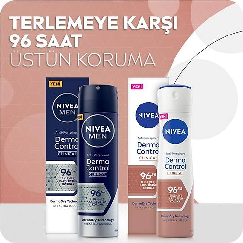 NIVEA Derma Control Clinical Kadn Sprey Deodorant 150ml,96 Saat stn Koruma,DermaDry Technology il