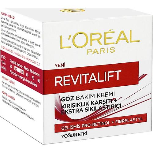 L'Oral Paris Revitalift Yalanma Kart Gz Bakm Kremi