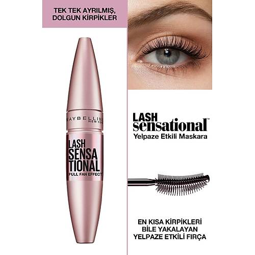 Maybelline New York ift Fazl Makyaj Temizleme Suyu 400 ml Lash Sensational Siyah Maskara