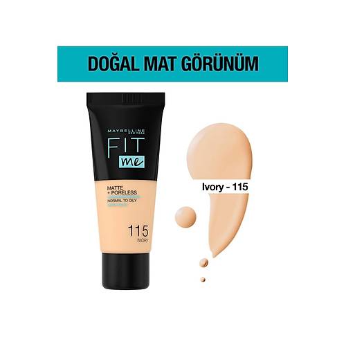 Maybelline New York Mat Fondten - Fit Me Matte + Poreless Foundation 115 Ivory