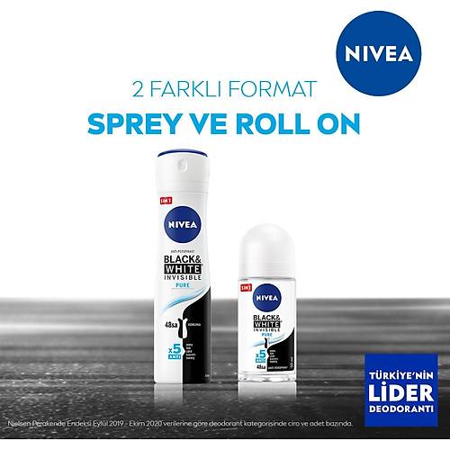 Nivea Kadn Sprey Deodorant Black&White Invisible Pure 48 Saat Anti-perspirant Koruma 150ml