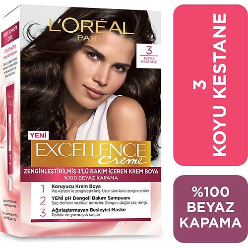 L'Oral Paris Excellence Creme Sa Boyas 3 Koyu Kestane