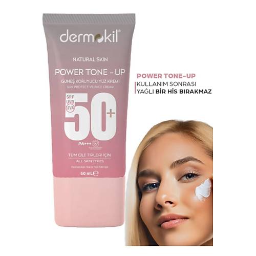 Dermokil  Power Tone-Up Gne Koruyucu Yz Kremi 50+Spf - 50 ML X 2 Adet