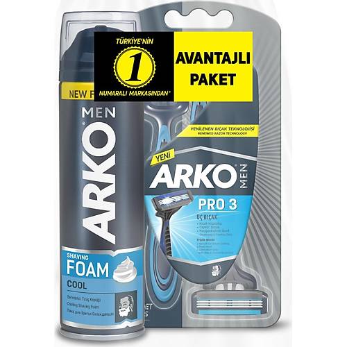 Arko Men T3 Pro 3 Bakl Tra Ba 3'l & Cool Tra Kp 200 ml Avantaj Paketi