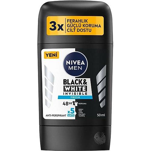 Nivea Men Erkek Stick Deodorant Black & White Invisible Fresh 48 Saat Anti-Perspirant Koruma 50 ml