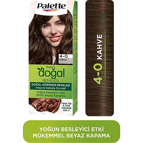 Palette Kalc Doal Renkler 4-0 Kahve Sa Boyas  Kakao Ya & Yulaf ekirdei z ile