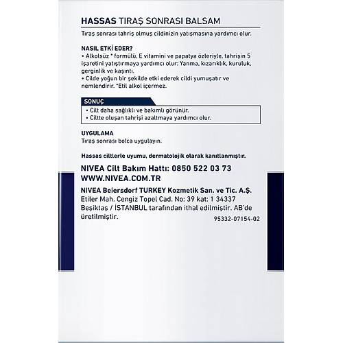 NIVEA Men Hassas Tra Sonras Balsam 100ml, Hassas Ciltler,Alkolsz Forml