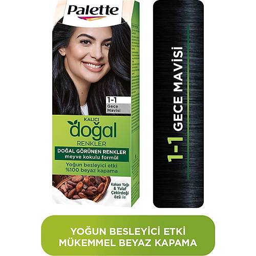 Palette Kalc Doal Renkler 1-1 Gece Mavisi Sa Boyas Kakao Ya & Yulaf ekirdei z ile