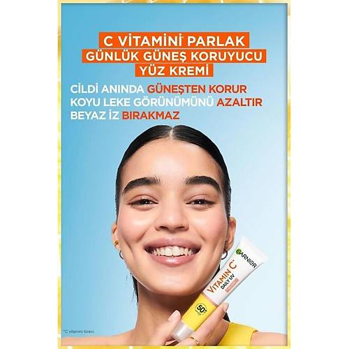 Garnier C Vitamini Parlak Gnlk Gne Koruyucu Fluid Yz Kremi Grnmez Doku SPF50+ 40ML