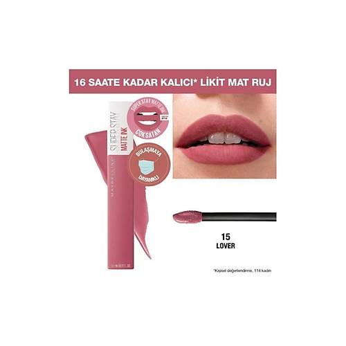 Maybelline New York Super Stay Matte Ink Likit Mat Ruj - 15 Lover - Pembe