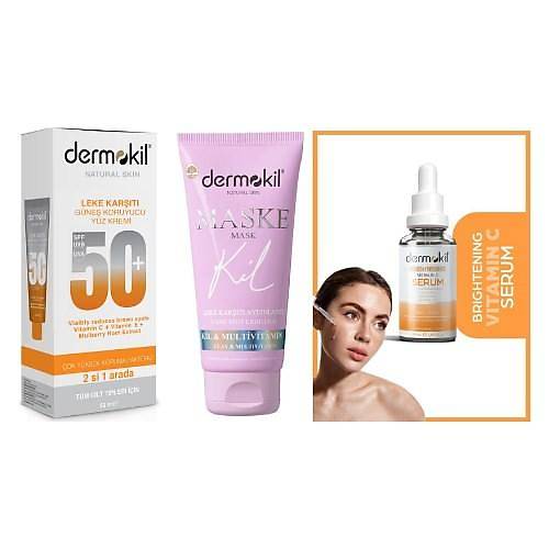 Dermokil Leke Kart Gne Krem + Leke Maske + C Vitamini Serum 30 ml 3'l Set