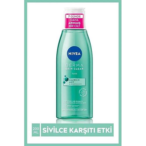 NIVEA Derma Skin Clear Niasinamid ve Salisilik Asit (BHA) eren Sivilce Kart Yz Temizleme Tonik