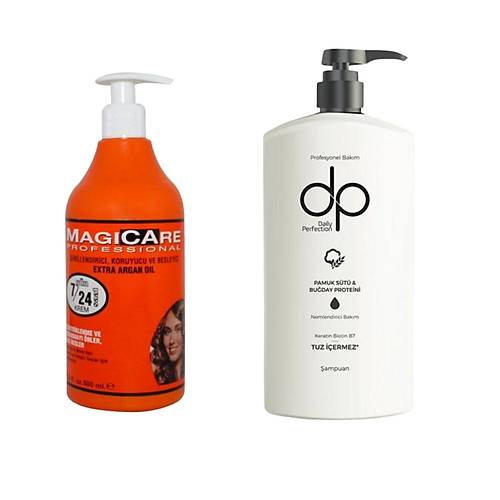 Magicare 7/24 ekillendirici Koruyucu ve Besleyici Dalgal Salar Sa Kremi 500 ml+DP Pamuk St Bu