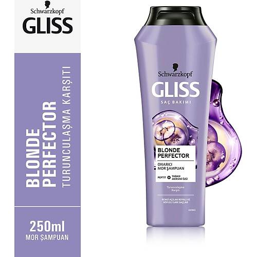 Schwarzkopf Gliss Blonde Perfector Turunculama Kart Mor ampuan 250 ml