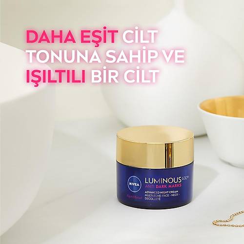 Nivea Luminous630 Leke Kart Gece Yz Bakm Kremi 50ml,Hyaluronik Asit, Tm Cilt Tipleri