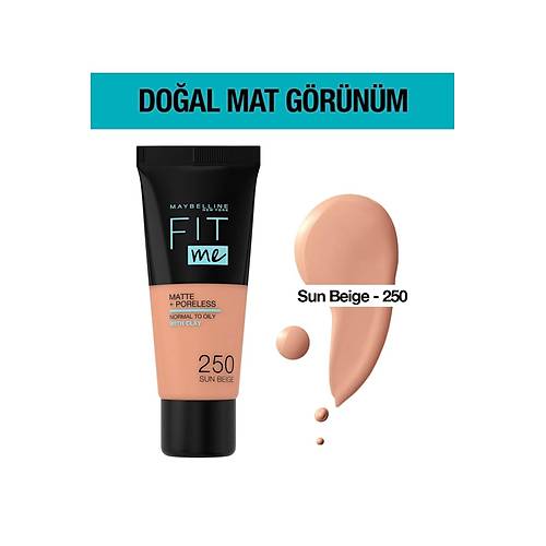 Maybelline New York Fit Me Mat Fondten - Fit Me Matte + Poreless Foundation 250 Sun Beige