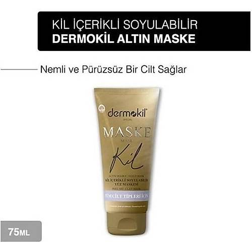 Dermokil Soyulabilir Gold Yz Kil Maskesi Tm Cilt Tipleri Iin 75 Ml X 3 Adet