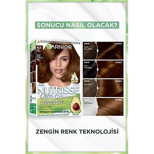 Garnier Nutrisse Youn Besleyici Kalc Krem Sa Boyas 4.3 Altn Kahve