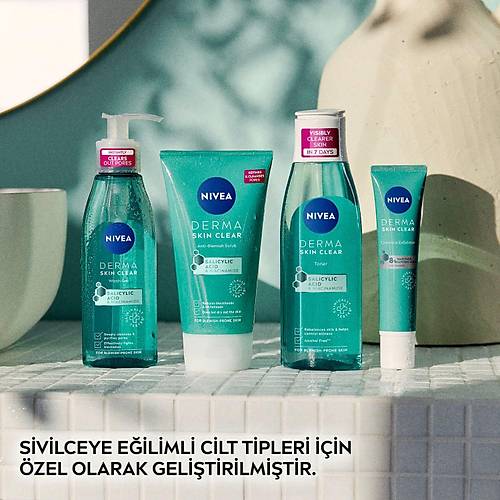 NIVEA Derma Skin Clear Niasinamid ve Salisilik Asit (BHA) eren Sivilce Kart Yz Temizleme Jeli 