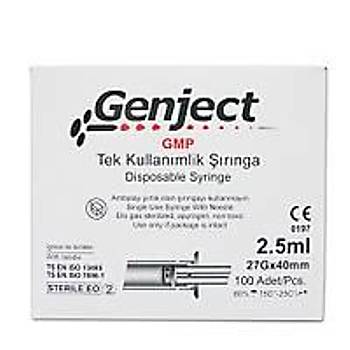 Genject Dental Enjektr 2,5ML Kilitli Ksa rnga 27gx40mm 250 Adet
