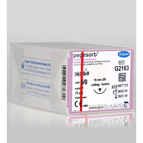 Doğsan Pegesorb 5/0 16 3/8 Keskin (?) 75Cm Pga Emilebilir Sütur 12 Adet/Paket