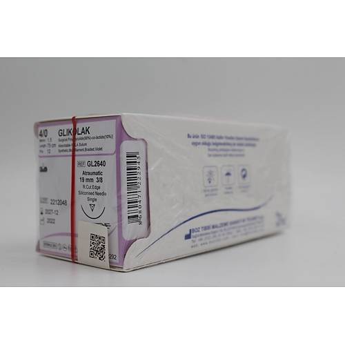 Boz Glikolak Dental Sütur 4/0 19 Mm 3/8 Aşağı (Dış) Keskin 75 Cm Gl2640