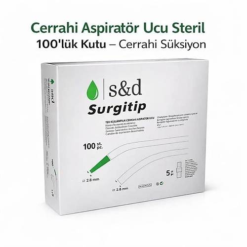 S&D Surgitip Tek Kullan�ml�k Cerrahi Aspirat�r Ucu 100'l�