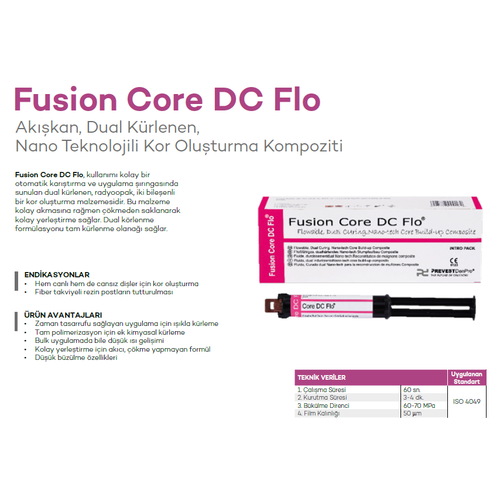 PREVEST DENPRO Fusion Core DC Flo Fusion Ak��kan, Dual K�rlenen, Nano Teknolojili Kor Olu�turma Kompoziti