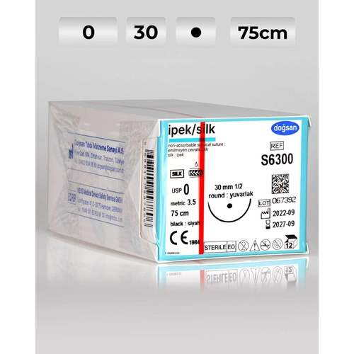S6300 DOSAN pek 0 30 1/2 Yuvarlak (?) 75cm pek Emilemeyen Str 12 Ad./Pkt  Cerrahi Malzeme