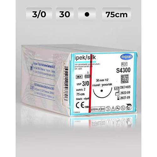 S4300 DOSAN pek 3/0 30 1/2 Yuvarlak (?) 75cm pek Emilemeyen Str 12 Ad./Pkt  Cerrahi Malzeme