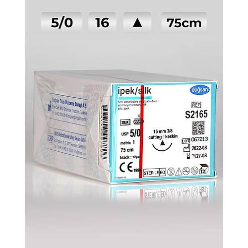 S2165 DOSAN pek 5/0 16 3/8 Keskin (?) 75cm pek Emilemeyen Str 12 Ad./Pkt  Cerrahi Malzeme