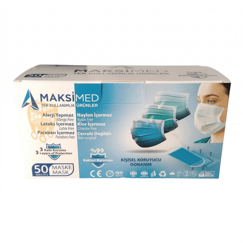 Maksimed Maske 3 Katl� Tek Kullan�ml�k