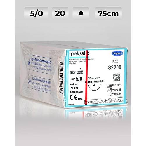 S2200 DOSAN pek 5/0 20 1/2 Yuvarlak (?) 75cm pek Emilemeyen Str 12 Ad./Pkt  Cerrahi Malzeme