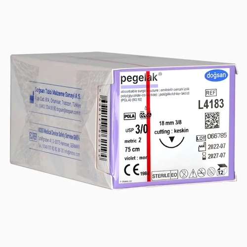 Dosan Pegelak 3/0 18 3/8 Keskin 75cm PGLA Emilebilir Str 12 Adet