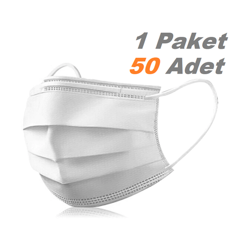 Rachel Tek Kullanmlk Cerrahi Maske 50 Adet  3 Katl, Yumuak ve Nefes Alabilir