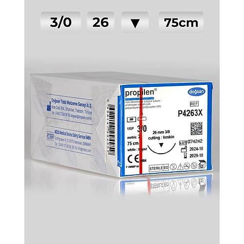 P4263X DOSAN Propilen 3/0 26 3/8 Keskin (?) Polipropilen Emilemeyen Str  Cerrahi Malzeme