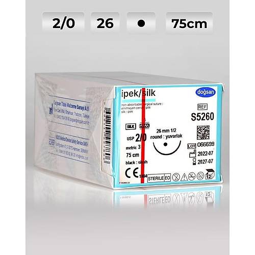 S5260 DOSAN pek 2/0 26 1/2 Yuvarlak (?) 75cm pek Emilemeyen Str 12 Ad./Pkt  Cerrahi Malzeme