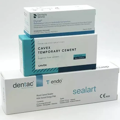 Dentac T endo , Dentsply Dycal ve Cavex (Geici Yaptrma Siman) 3'l SET
