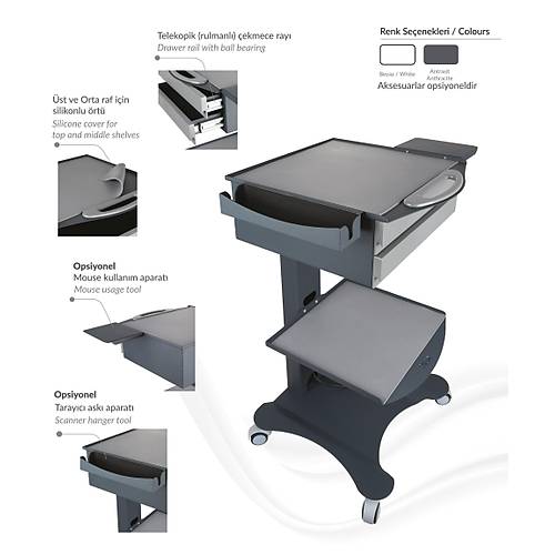 �ron Tek �ekmeceli Dental HCS-02 Fizyo Sehpas� - Taray�c� Sehpas�