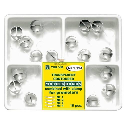 Tor VM 1.194 Transparan Premolar Klipsli Matris Band  Di Hekimi Restorasyon Malzemesi